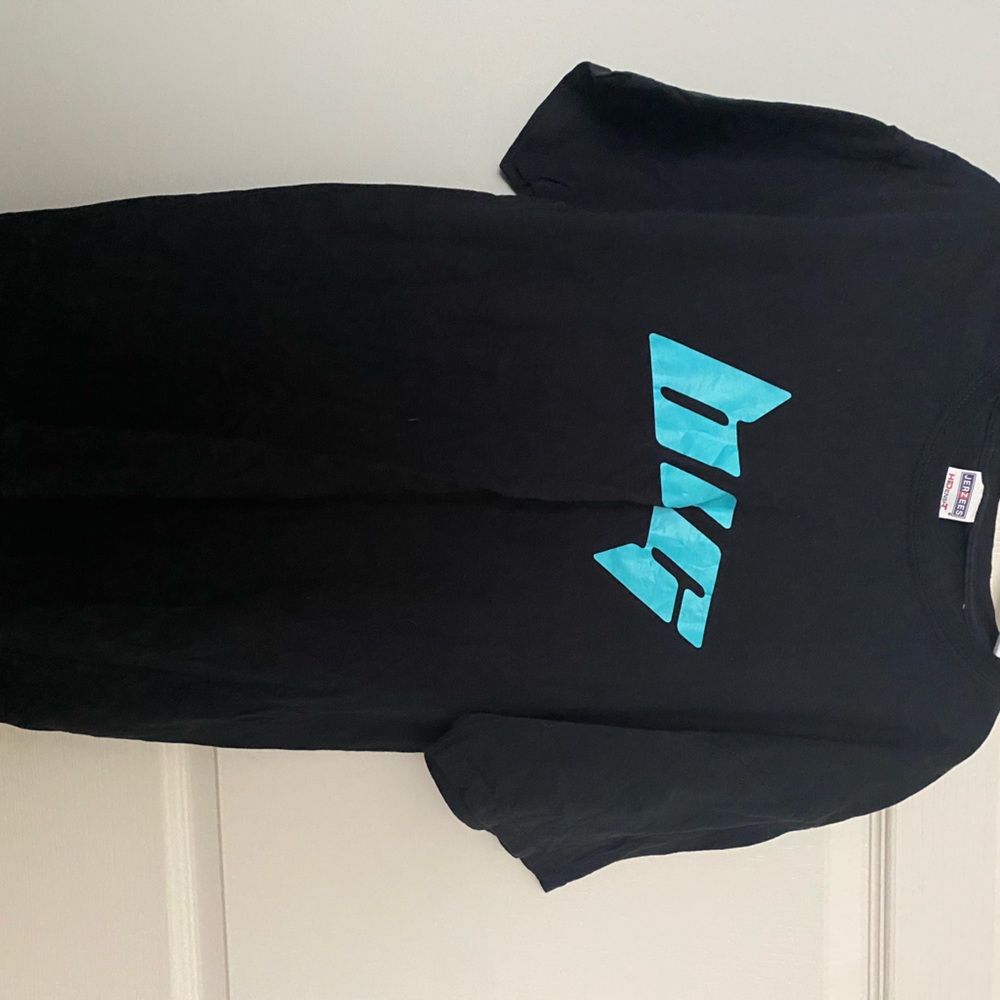 Black t-shirt with graphic words